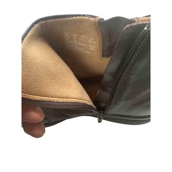 Clarks SZ 10 Stylist Casual Zip Ankle Boots Dark Brown Comfortable Bootie - Picture 7 of 9